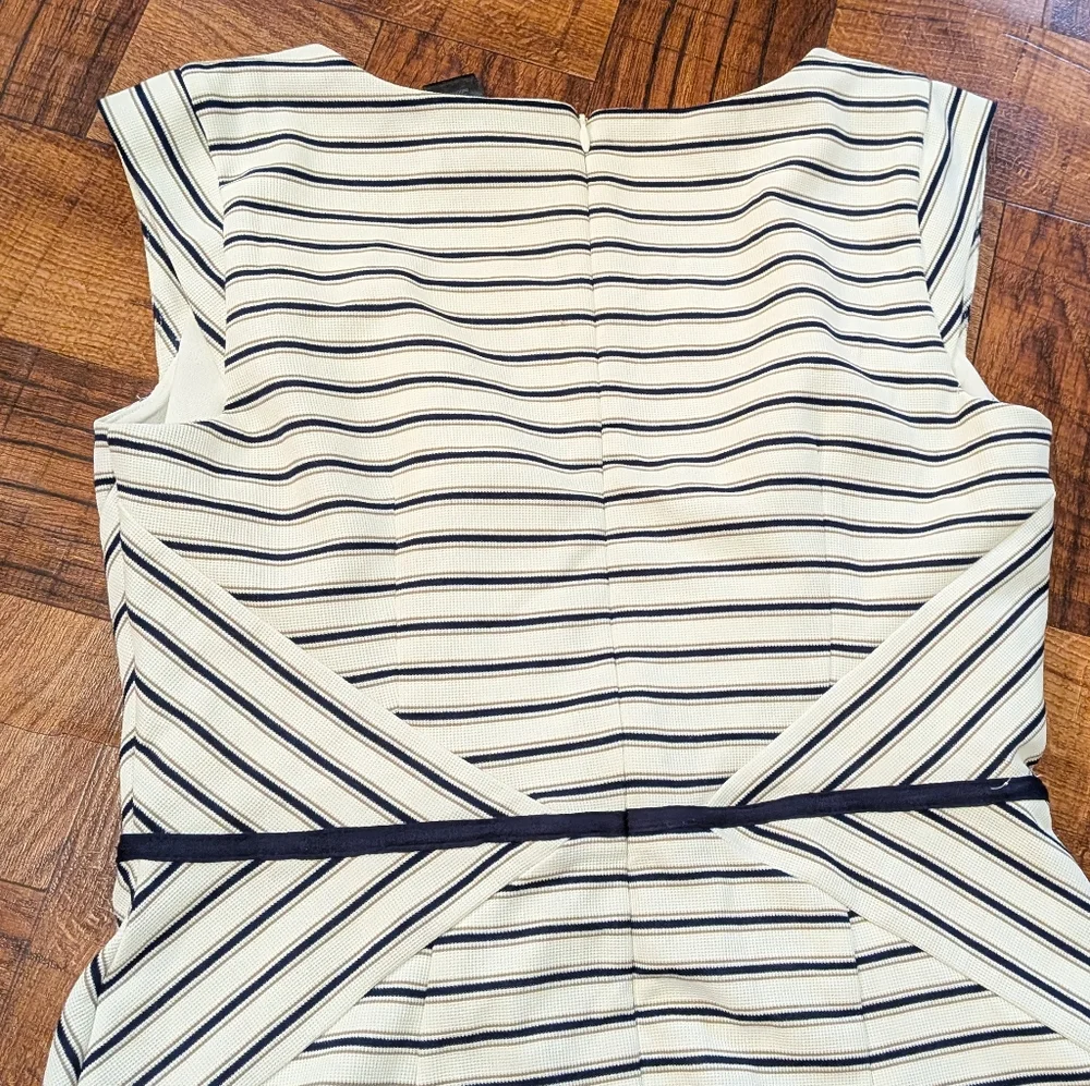 Ann Taylor Size 4P Petite Striped Fitted Cap Sleeve Women's Dress - Picture 7 of 7